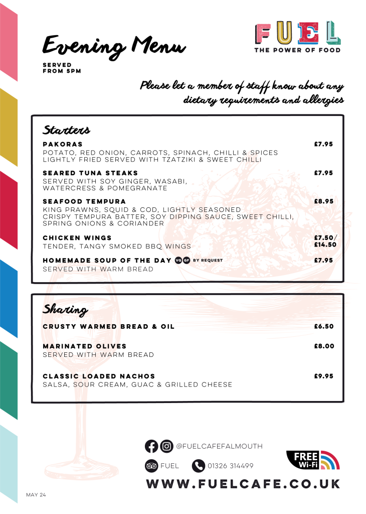 Falmouth Café Menus - Fuel | Breakfast, Lunch, Dinner